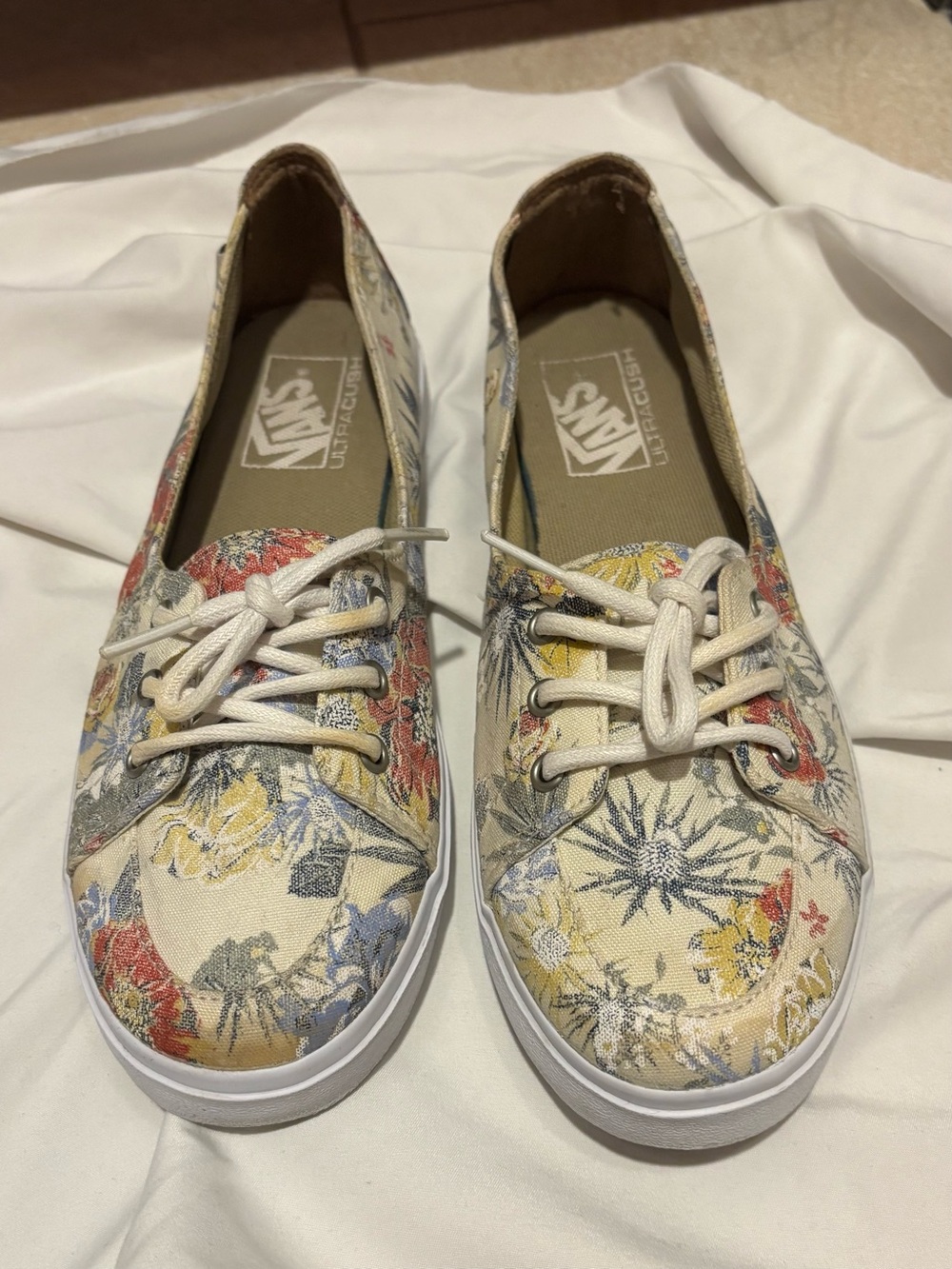 Vans Women's Floral Canvas Lace-Up Sneakers | Size 8